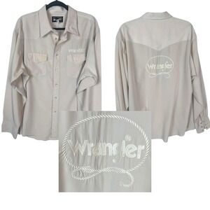 Wrangler Pearl Snap Brushpopper Shirt Men's Size XL Western Vintage 90s Big Logo